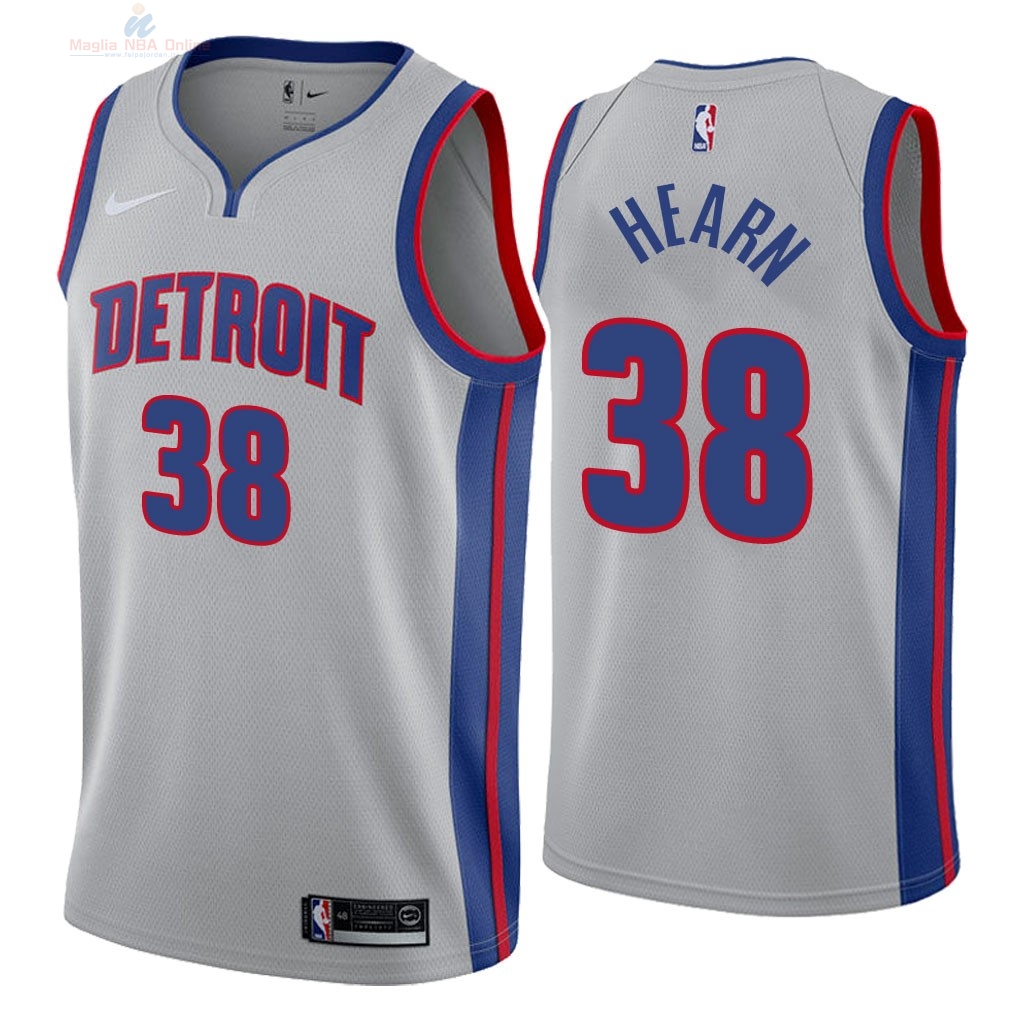 Acquista Maglia NBA Nike Detroit Pistons #38 Reggie Hearn Grigio Statement 2018