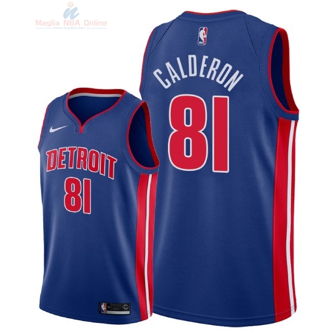 Acquista Maglia NBA Nike Detroit Pistons #81 Jose Calderon Blu Icon 2018-19