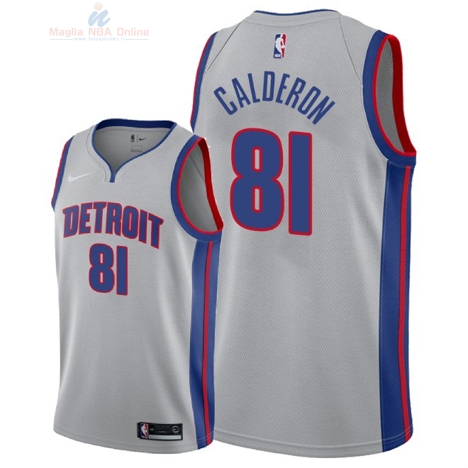 Acquista Maglia NBA Nike Detroit Pistons #81 Jose Calderon Grigio Statement 2018-19