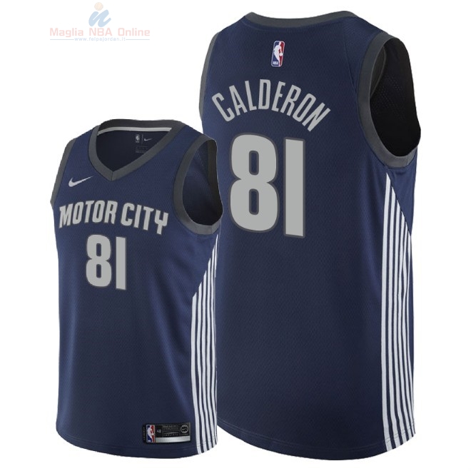 Acquista Maglia NBA Nike Detroit Pistons #81 Jose Calderon Nike Marino Città 2018-19