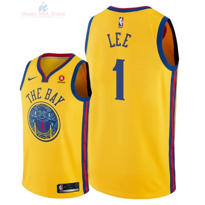 Acquista Maglia NBA Nike Golden State Warriors #1 Damion Lee Giallo Città 2018