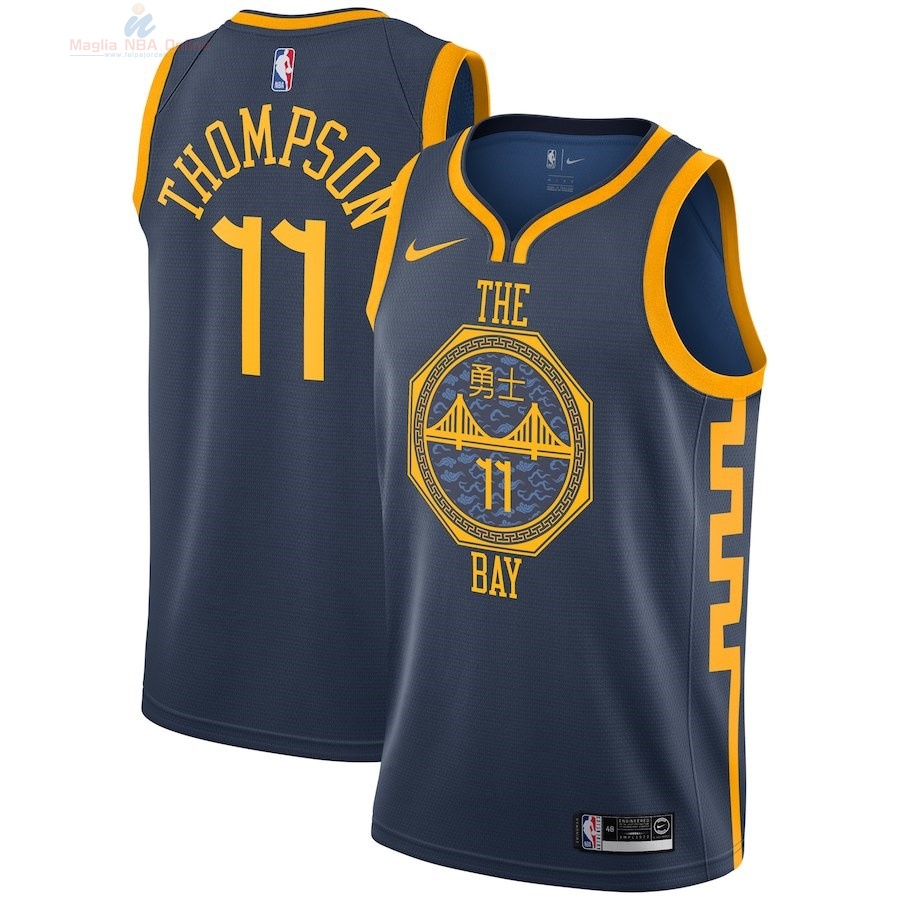 Acquista Maglia NBA Nike Golden State Warriors #11 Klay Thompson Nike Marino Città 2018-19