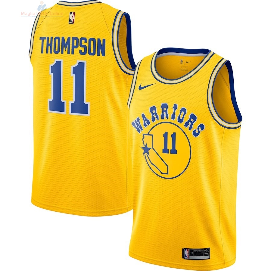 Acquista Maglia NBA Nike Golden State Warriors #11 Klay Thompson Nike Retro Giallo 2018-19