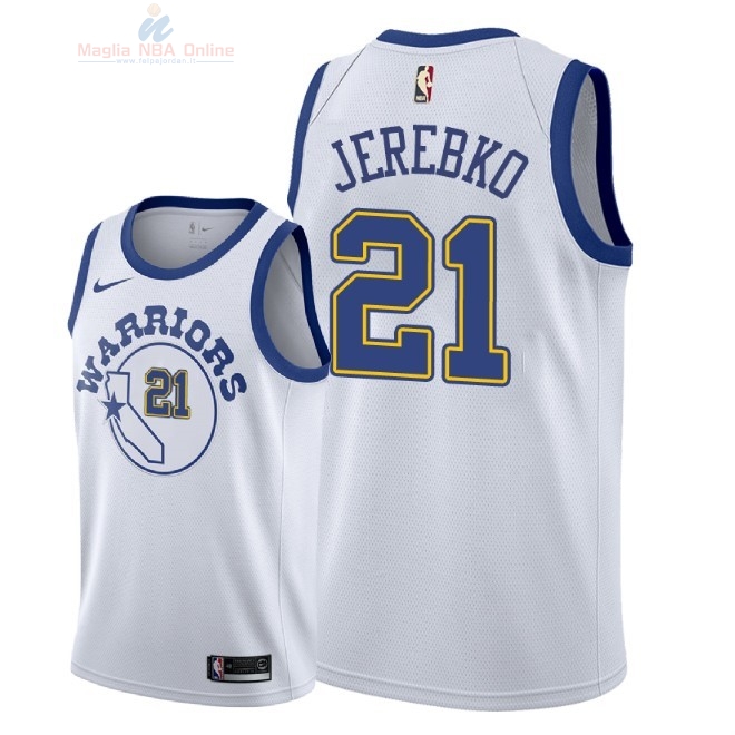 Acquista Maglia NBA Nike Golden State Warriors #21 Jonas Jerebko Nike Retro Bianco 2018