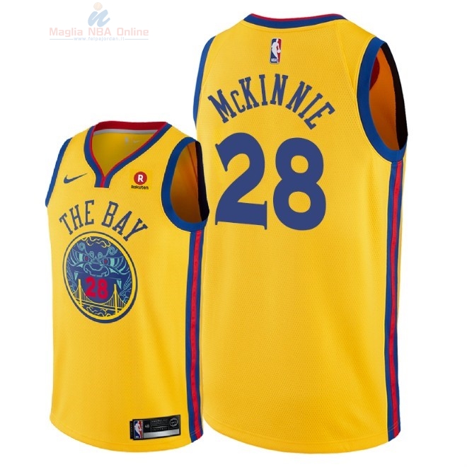 Acquista Maglia NBA Nike Golden State Warriors #28 Alfonzo McKinnie Giallo Città 2018