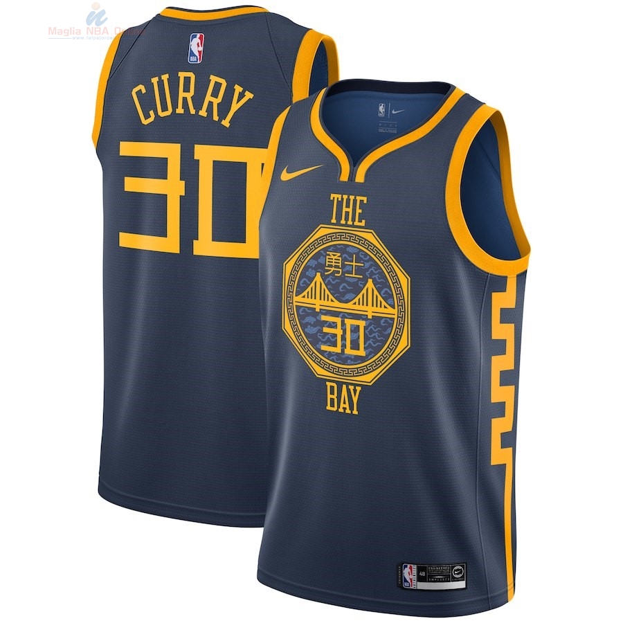 Acquista Maglia NBA Nike Golden State Warriors #30 Stephen Curry Nike Marino Città 2018-19