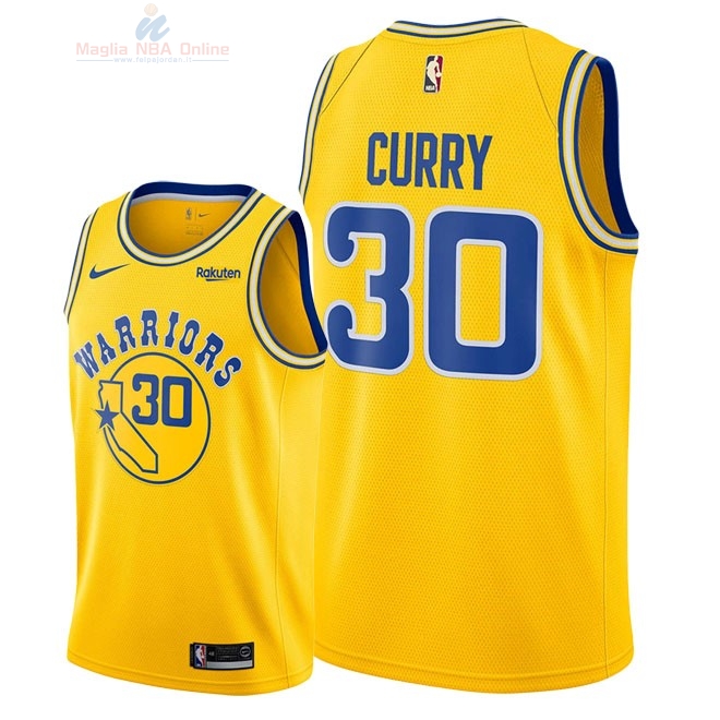 Acquista Maglia NBA Nike Golden State Warriors #30 Stephen Curry Retro Giallo 2018-19