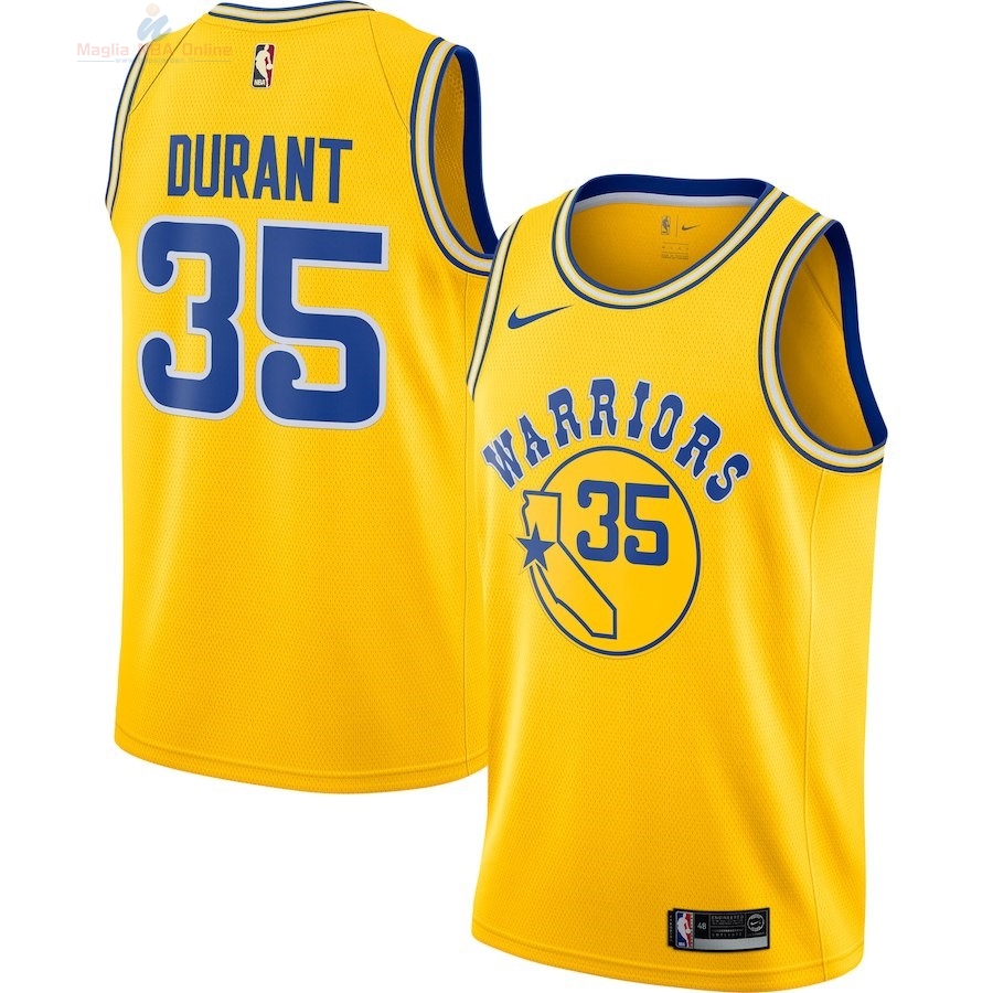 Acquista Maglia NBA Nike Golden State Warriors #35 Kevin Durant Nike Retro Giallo 2018-19