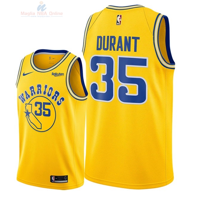 Acquista Maglia NBA Nike Golden State Warriors #35 Kevin Durant Retro Giallo 2018-19