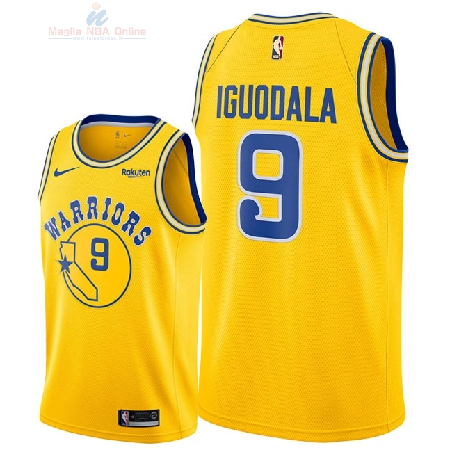 Acquista Maglia NBA Nike Golden State Warriors #9 Andre Iguodala Retro Giallo 2018-19
