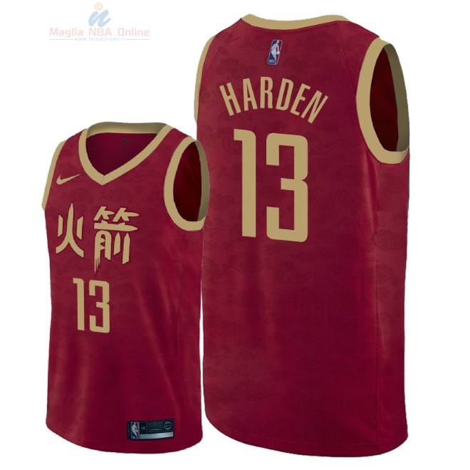 Acquista Maglia NBA Nike Houston Rockets #13 James Harden Nike Rosso Città 2018-19