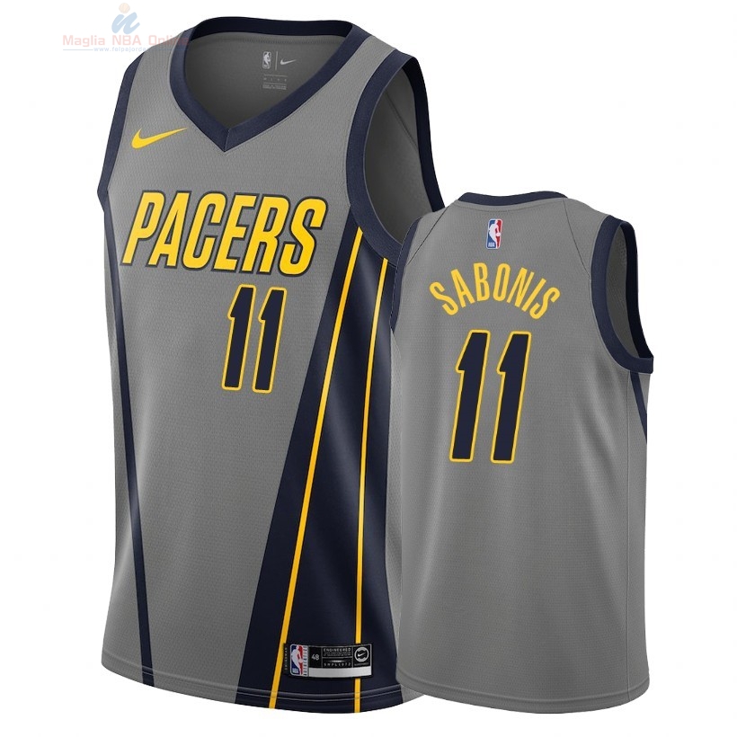 Acquista Maglia NBA Nike Indiana Pacers #11 Domantas Sabonis Nike Grigio Città 2018-19