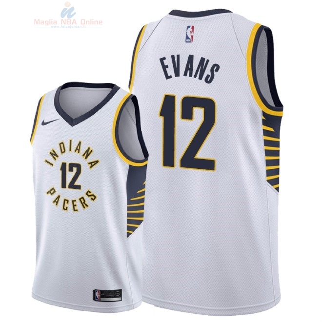 Acquista Maglia NBA Nike Indiana Pacers #12 Tyreke Evans Bianco Association 2018-19