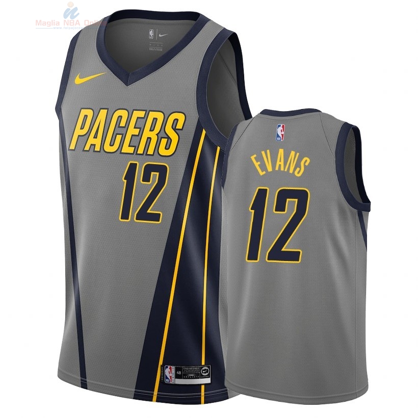 Acquista Maglia NBA Nike Indiana Pacers #12 Tyreke Evans Nike Grigio Città 2018-19