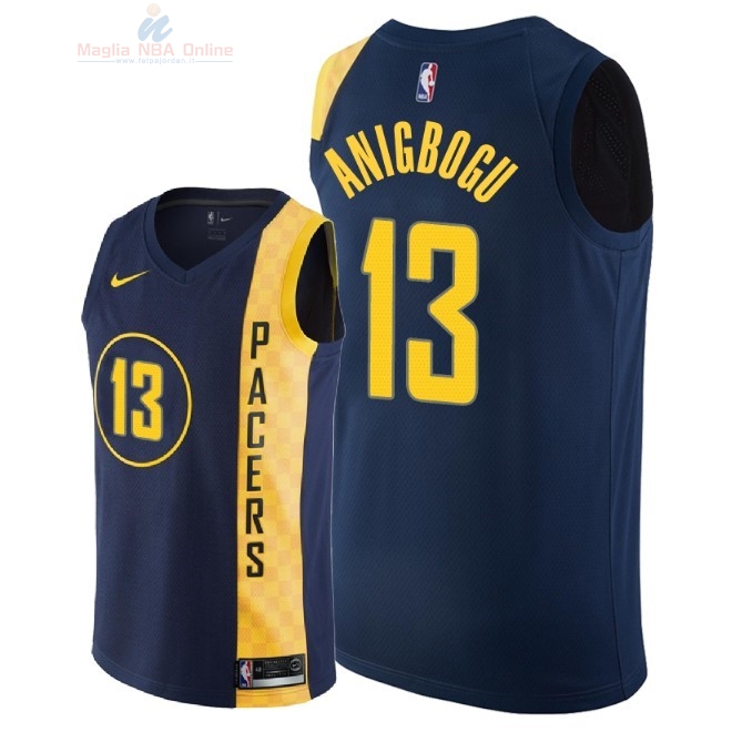 Acquista Maglia NBA Nike Indiana Pacers #13 Ike Anigbogu Nike Marino Città 2018