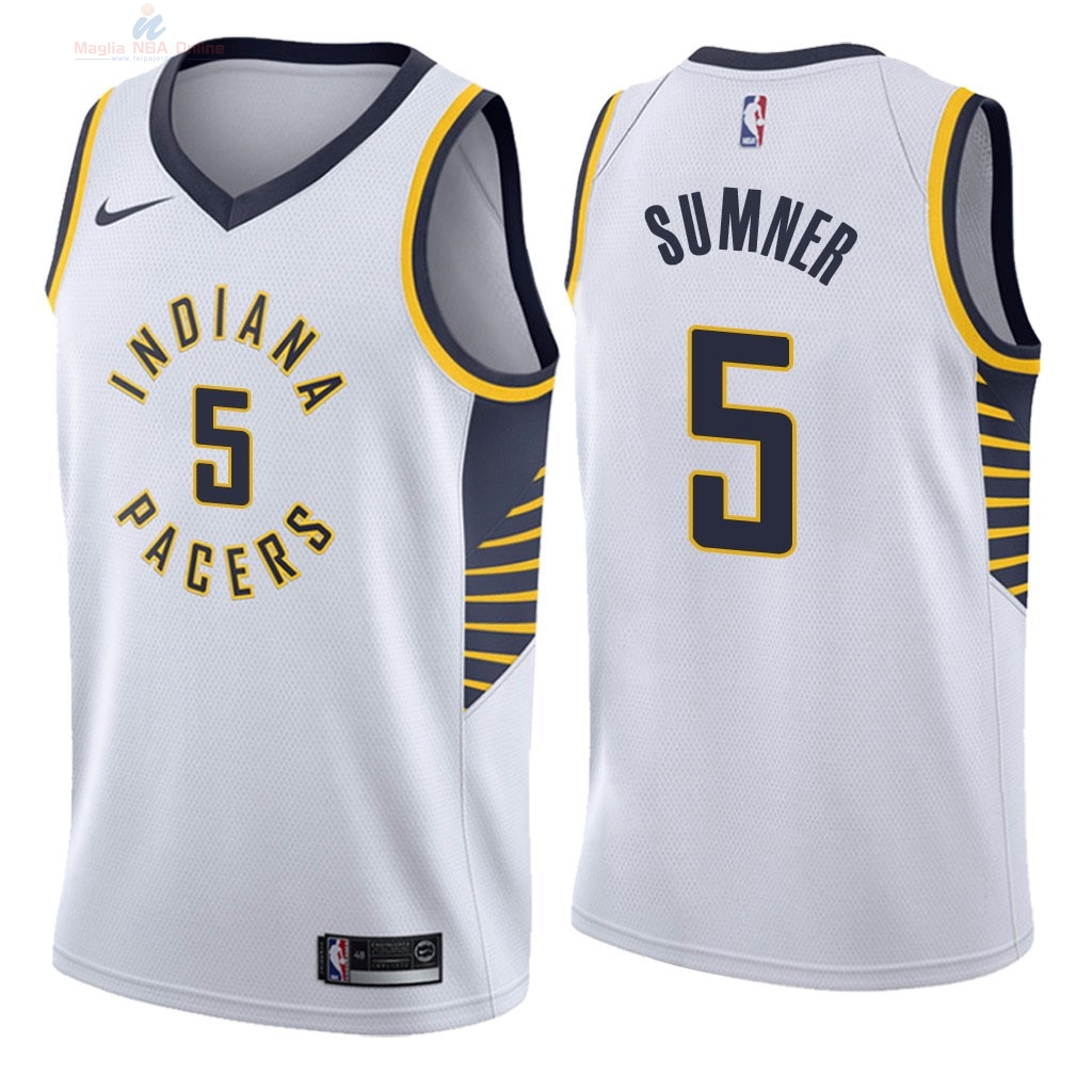 Acquista Maglia NBA Nike Indiana Pacers #5 Edmond Sumner Bianco Association 2018