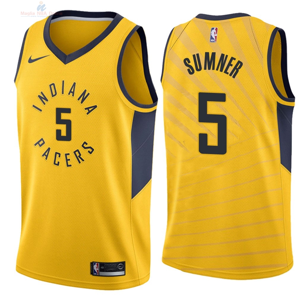 Acquista Maglia NBA Nike Indiana Pacers #5 Edmond Sumner Giallo Statement 2018