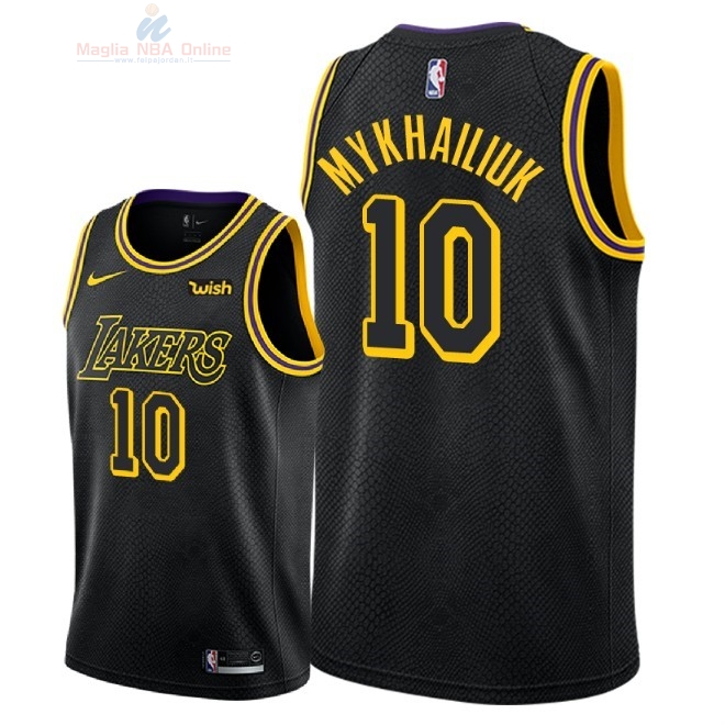 Acquista Maglia NBA Nike Los Angeles Lakers #10 Sviatoslav Mykhailiuk Nero Città 2018