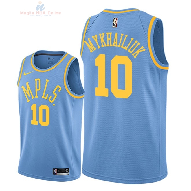 Acquista Maglia NBA Nike Los Angeles Lakers #10 Sviatoslav Mykhailiuk Retro Blu 2018
