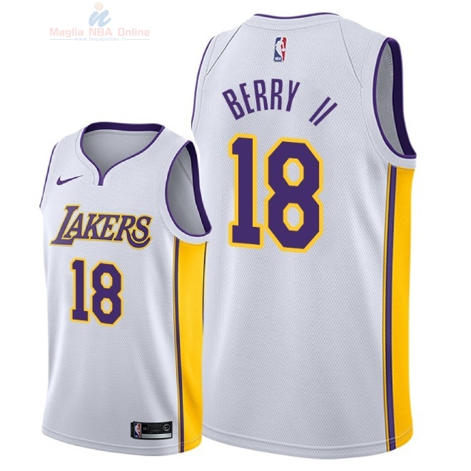 Acquista Maglia NBA Nike Los Angeles Lakers #18 Joel Berry II Bianco Association 2018