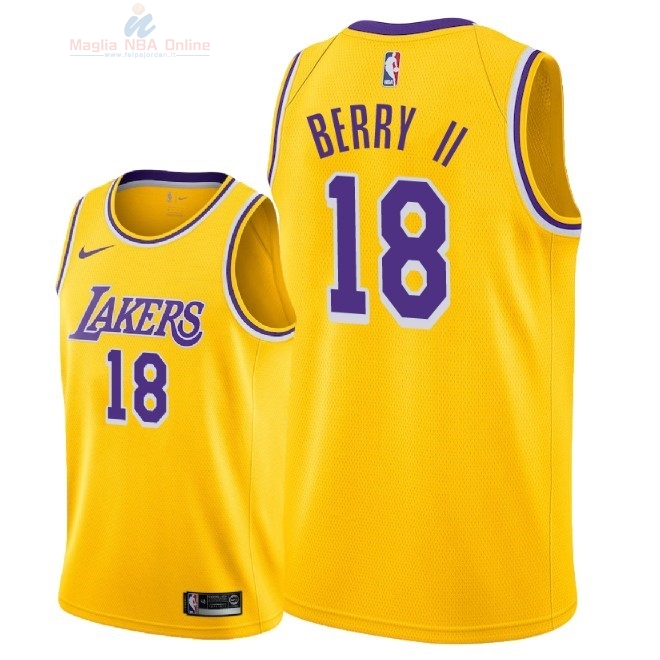 Acquista Maglia NBA Nike Los Angeles Lakers #18 Joel Berry II Giallo Icon 2018-19