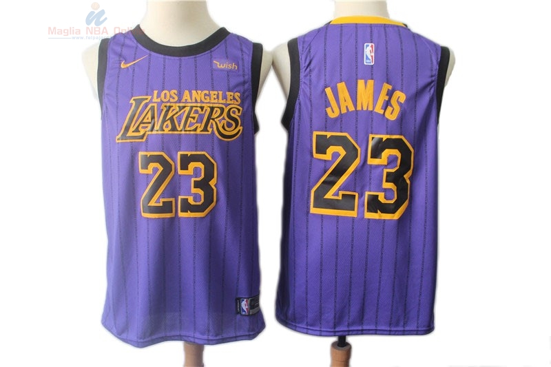 Acquista Maglia NBA Nike Los Angeles Lakers #23 Lebron James Porpora Città 2018-19