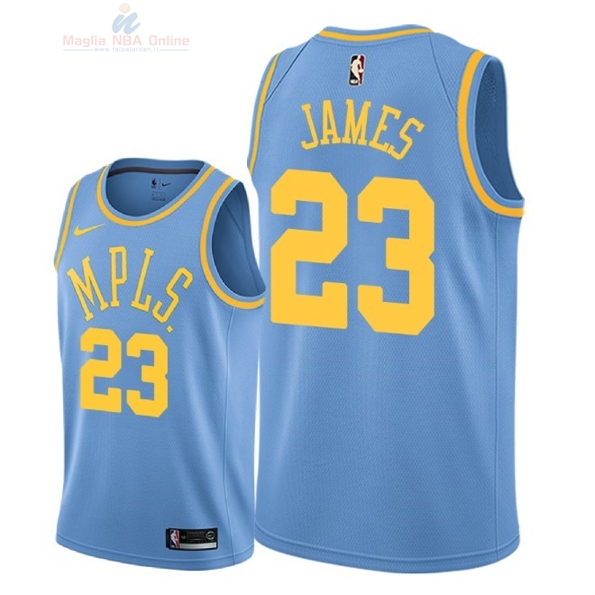 Acquista Maglia NBA Nike Los Angeles Lakers #23 Lebron James Retro Blu 2018