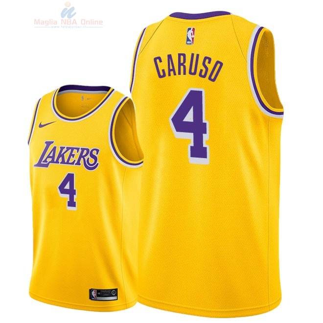 Acquista Maglia NBA Nike Los Angeles Lakers #4 Alex Caruso Giallo Icon 2018-19