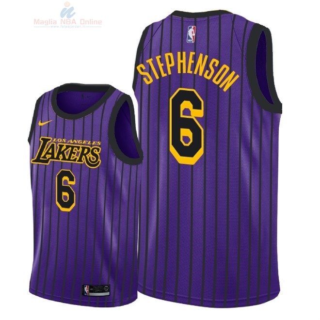 Acquista Maglia NBA Nike Los Angeles Lakers #6 Lance Stephenson Nike Porpora Città 2018-19