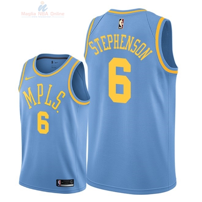 Acquista Maglia NBA Nike Los Angeles Lakers #6 Lance Stephenson Retro Blu 2018