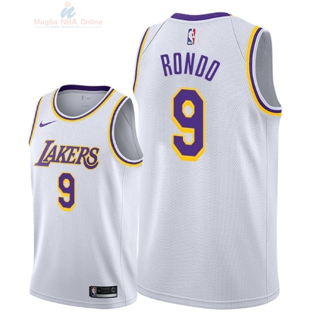 Acquista Maglia NBA Nike Los Angeles Lakers #9 Rajon Rondo Bianco Association 2018-19