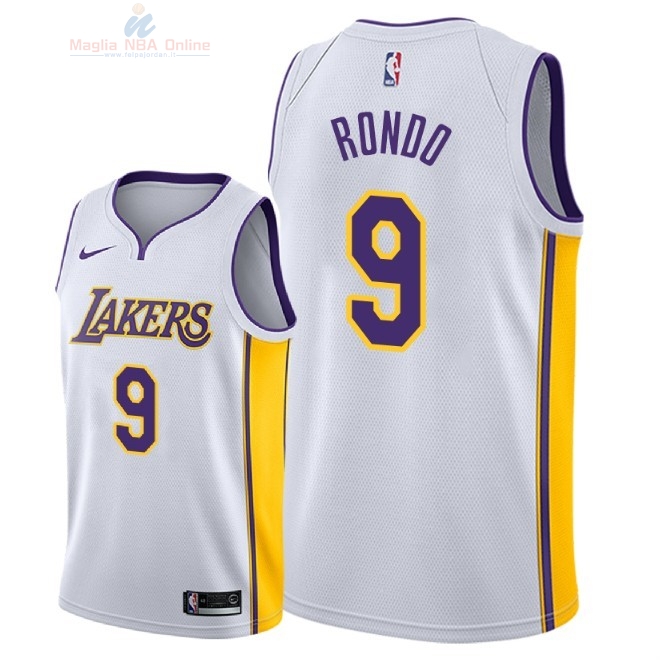Acquista Maglia NBA Nike Los Angeles Lakers #9 Rajon Rondo Bianco Association 2018