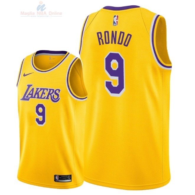Acquista Maglia NBA Nike Los Angeles Lakers #9 Rajon Rondo Giallo Icon 2018-19