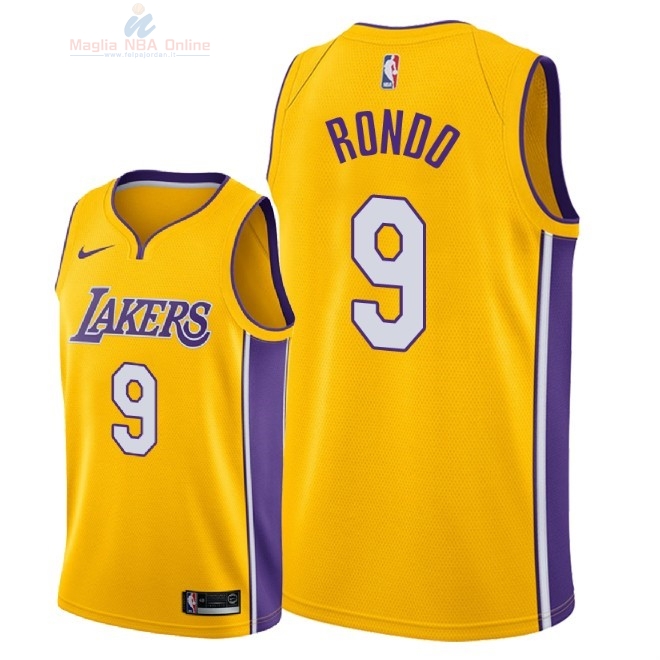 Acquista Maglia NBA Nike Los Angeles Lakers #9 Rajon Rondo Giallo Icon 2018