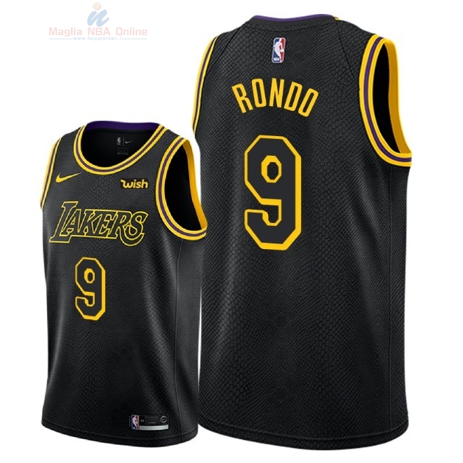 Acquista Maglia NBA Nike Los Angeles Lakers #9 Rajon Rondo Nero Città 2018