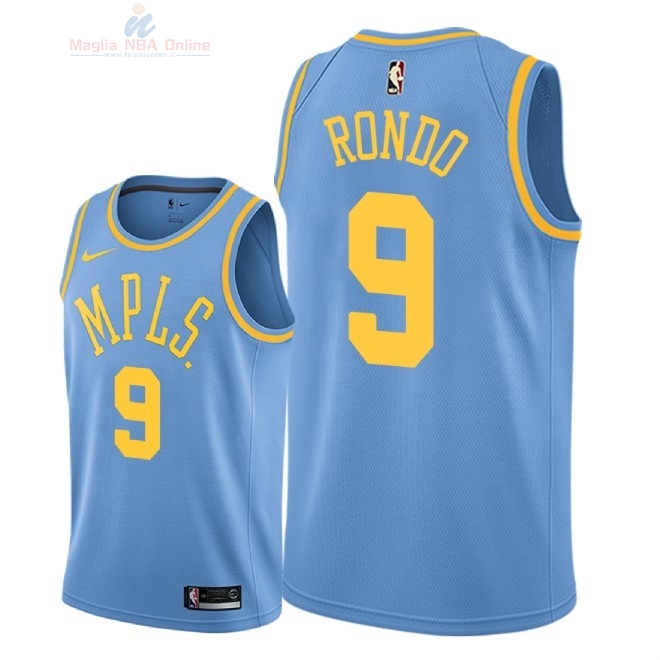 Acquista Maglia NBA Nike Los Angeles Lakers #9 Rajon Rondo Retro Blu 2018