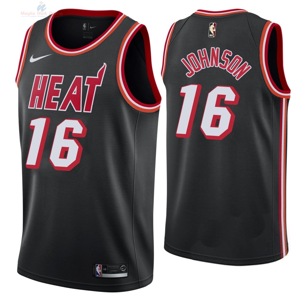 Acquista Maglia NBA Nike Miami Heat #16 James Johnson Retro Nero 2018