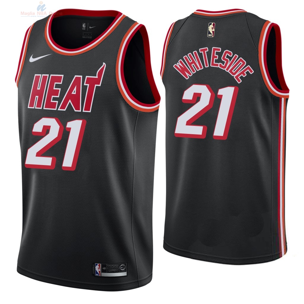 Acquista Maglia NBA Nike Miami Heat #21 Hassan Whiteside Retro Nero 2018