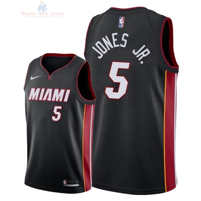 Acquista Maglia NBA Nike Miami Heat #5 Derrick Jones Jr Nero Icon 2018