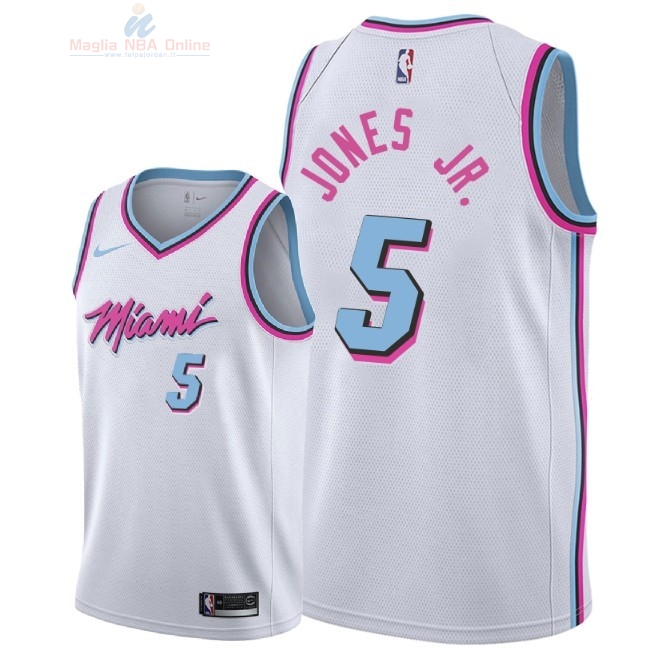Acquista Maglia NBA Nike Miami Heat #5 Derrick Jones Jr Nike Bianco Città 2018