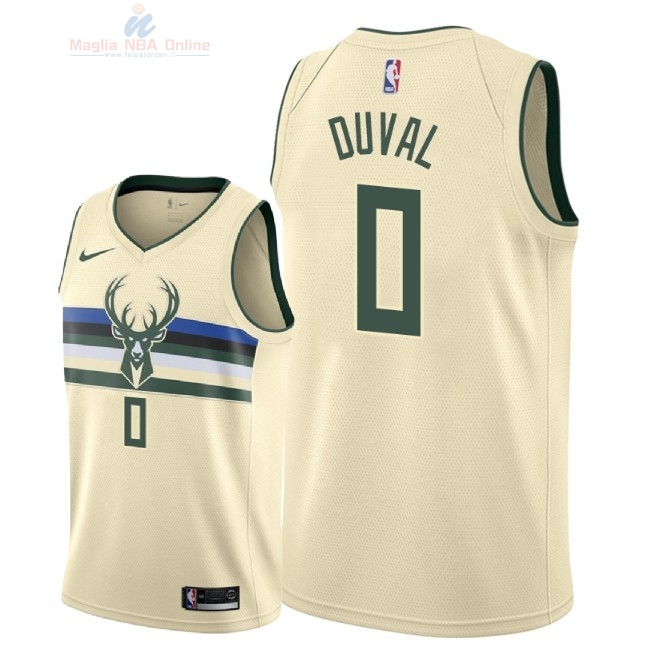 Acquista Maglia NBA Nike Milwaukee Bucks #0 Trevon Duval Nike Crema Città 2018