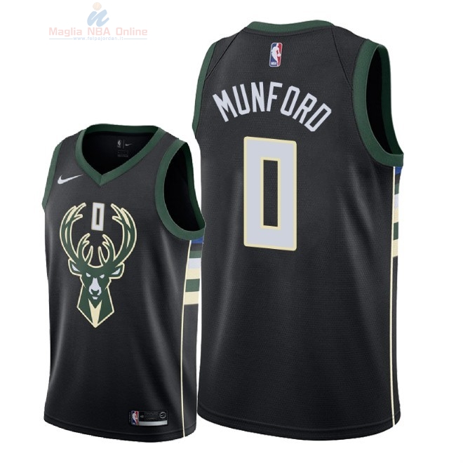 Acquista Maglia NBA Nike Milwaukee Bucks #0 Xavier Munford Nero Statement 2018