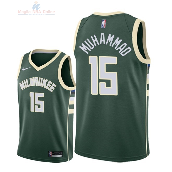 Acquista Maglia NBA Nike Milwaukee Bucks #15 Shabazz Muhammad Verde Icon 2018-19