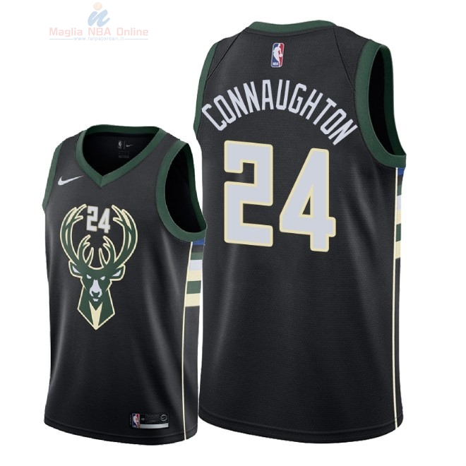 Acquista Maglia NBA Nike Milwaukee Bucks #24 Pat Connaughton Nero Statement 2018-19