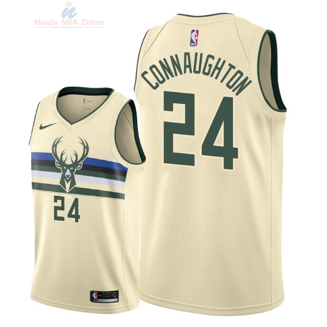 Acquista Maglia NBA Nike Milwaukee Bucks #24 Pat Connaughton Nike Crema Città 2018-19