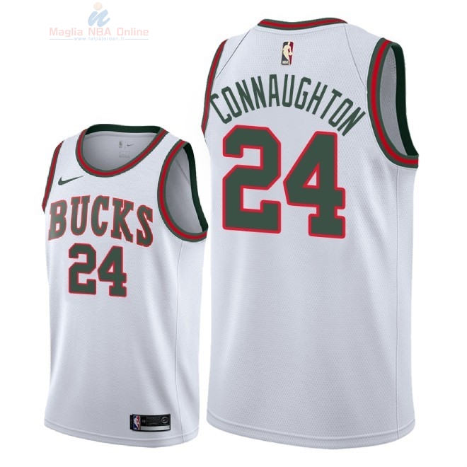 Acquista Maglia NBA Nike Milwaukee Bucks #24 Pat Connaughton Retro Bianco 2018-19