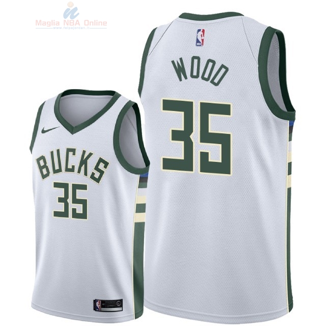 Acquista Maglia NBA Nike Milwaukee Bucks #35 Christian Wood Bianco Association 2018-19