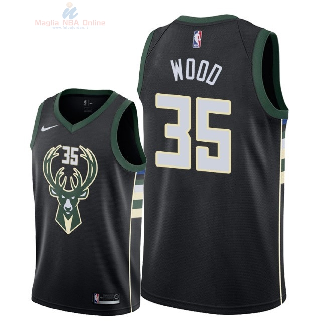 Acquista Maglia NBA Nike Milwaukee Bucks #35 Christian Wood Nero Statement 2018-19