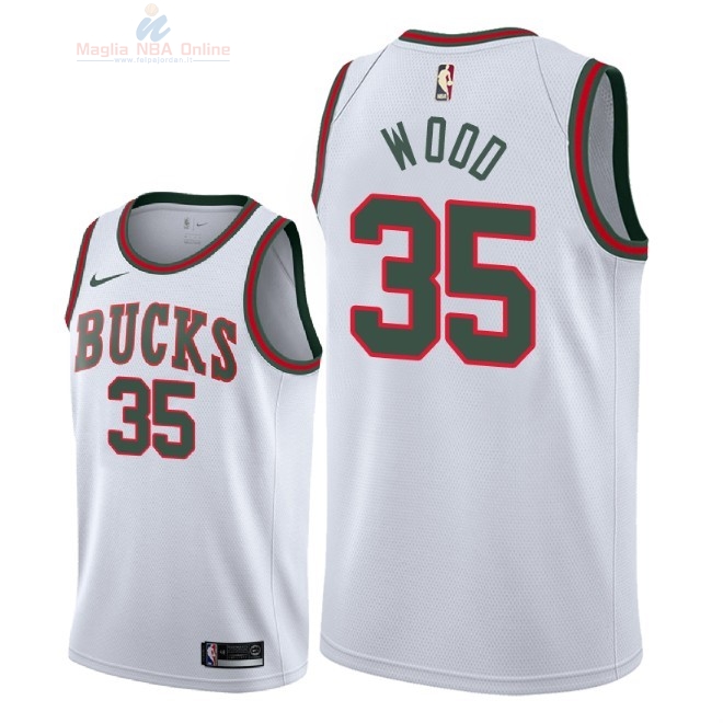 Acquista Maglia NBA Nike Milwaukee Bucks #35 Christian Wood Retro Bianco 2018-19