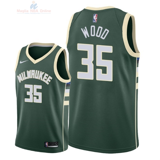 Acquista Maglia NBA Nike Milwaukee Bucks #35 Christian Wood Verde Icon 2018-19